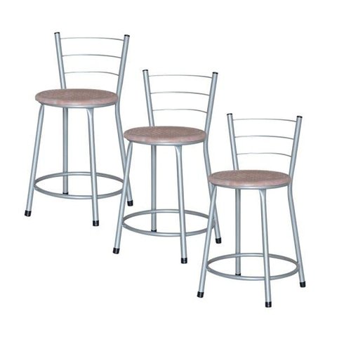 Banqueta Baixa Ratan Cinza Retro 3un - Marrom