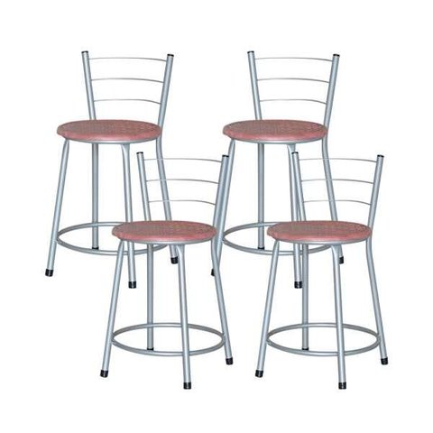 Banqueta Baixa Ratan Cinza Retro 4un - Terracota