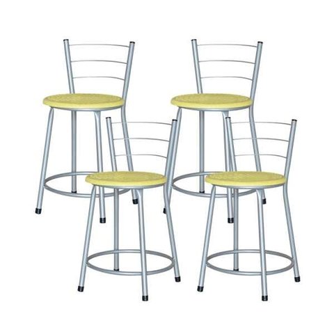 Banqueta Baixa Ratan Cinza Retro 4un - Amarelo