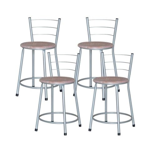 Banqueta Baixa Ratan Cinza Retro 4un - Marrom