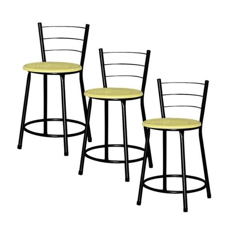 Banqueta Baixa Ratan Retro 3un - Amarelo