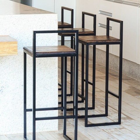 Kit 2 Banquetas Altas Bistro Industrial Premium Imbuia