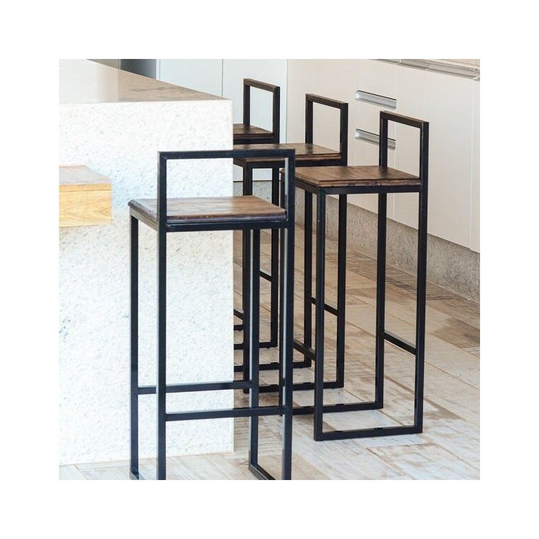 Kit 2 Banquetas Altas Bistro Industrial Premium Imbuia