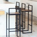 Ver imagem 1 de Kit 2 Banquetas Altas Bistro Industrial Premium Imbuia