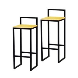 Banqueta Bistro Industrial Premium Madeira Natural 2un - 2