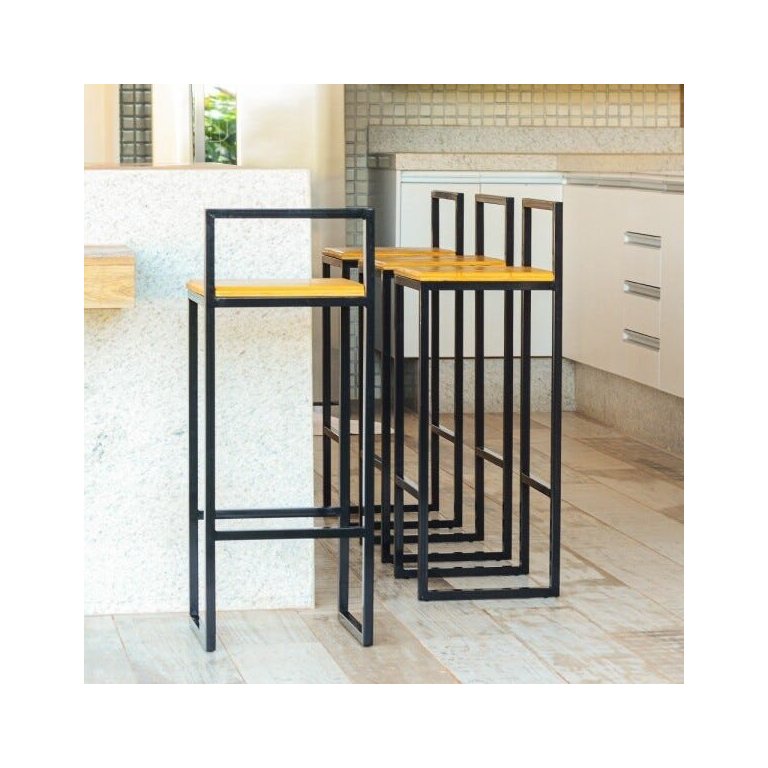 Banqueta Bistro Industrial Premium Madeira Natural 2un Banqueta Bistro Industrial Premium Madeira Natural 2un