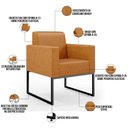 Ver imagem 4 de Kit 03 Poltronas Decorativas Sala Base fixa Metal Helô L02 Couríssimo Whisky - Lyam Decor