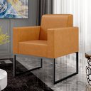 Ver imagem 2 de Kit 03 Poltronas Decorativas Sala Base fixa Metal Helô L02 Couríssimo Whisky - Lyam Decor