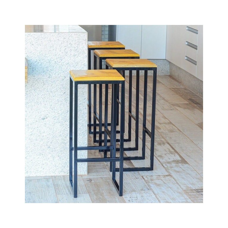 Banqueta Rustico Industrial Madeira Natural