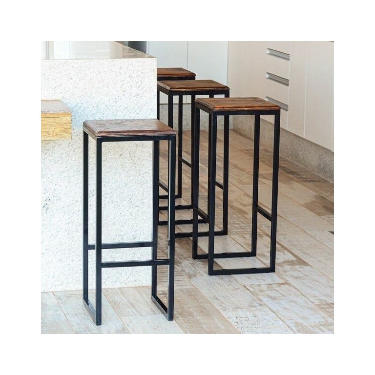 Banqueta Rustico Industrial Imbuia 4un