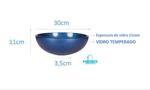 Kit Azul Escuro Cuba 30cm + Torneira Link + Válvula - 6
