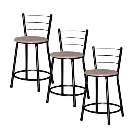 Banqueta Baixa Ratan Retro 3un - Marrom