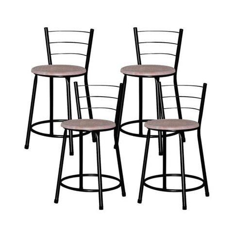 Banqueta Baixa Ratan Retro 4un - Marrom