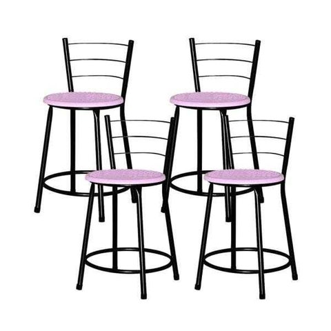 Banqueta Baixa Ratan Retro 4un - Rosa