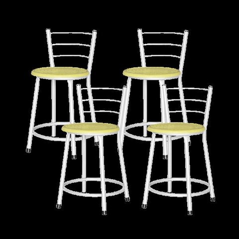 Banqueta Baixa Ratan Branca Retro 4un - Amarelo