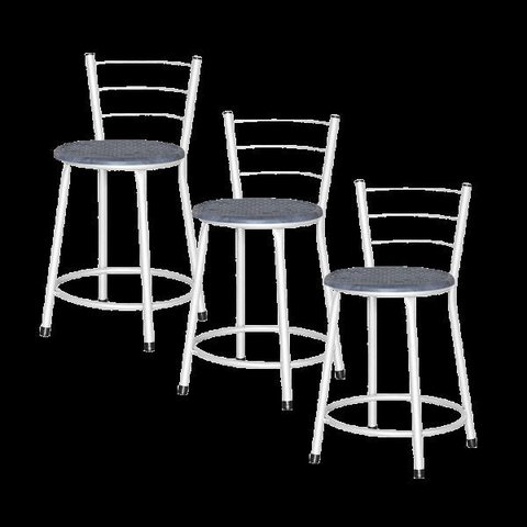 Banqueta Baixa Ratan Branca Retro 4un - Azul