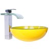 Kit Amarelo Cuba 30cm + Torneira Cascata Quadrada + Válvula - 1