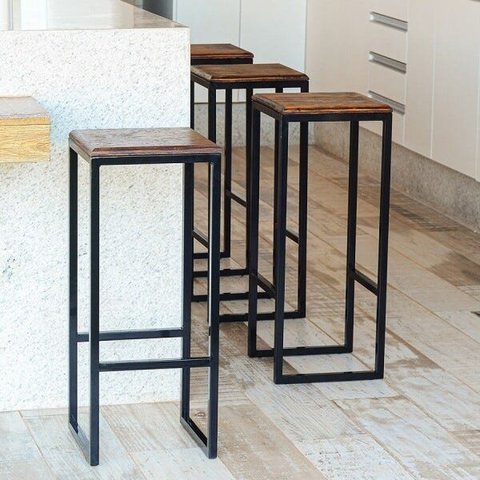 Banqueta Rustico Industrial Imbuia 2un