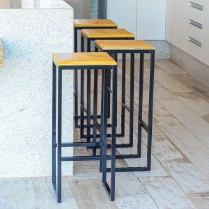 Banqueta Rustico Industrial Madeira Natural 2un