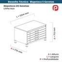 Ver imagem 2 de Mapoteca 5 Gavetas Pandin 120cm (larg) Tampo Mdp Branco Estrutura Aço Cinza Gaveta Azul Dali