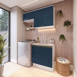 Lavanderia Modulada Kappesberg Celeste 3 Peças Branco/azul 140cm - 1