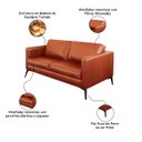 Ver imagem 3 de Sofá Decorativo Sala de Estar 2 Lugares 200cm Europa Couro Conhaque - Mozzelar