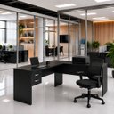 Ver imagem 5 de Mesa de Escritório em L 140x60cm com Gaveta + Cadeira Ergonômica Reclinável