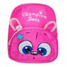 Mochila Infantil Zoo Tema Bichinhos Bolso Lateral Escolar Passeio Mpetsp Turminha Happy Rosa - 1