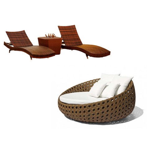 Chaise Barcelona em Alumínio e 2 Espreguiçadeiras Bona e Mesa para Área, Sala, Edícula, Piscina - Ta
