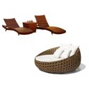 Ver imagem 1 de Chaise Barcelona em Alumínio e 2 Espreguiçadeiras Bona e Mesa para Área, Sala, Edícula, Piscina - Ta