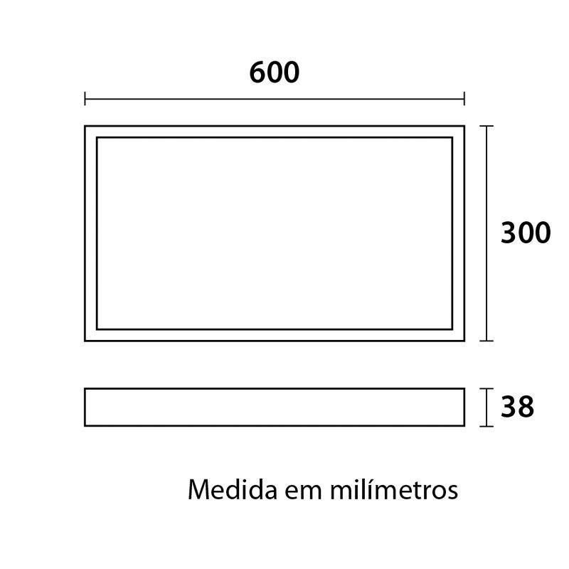 Painel de Led Blumenau Retangular de Sobrepor 30W Bivolt 3000K Luz Amarela - 2