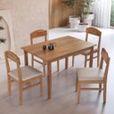 Ver imagem 1 de Conjunto Mesa de Jantar Retangular 120cm 4 Cadeiras Madeira Maciça Capri Amêndoa Cbmj4c120