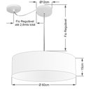 Ver imagem 2 de Lustre Pendente Cilíndrico Com Desvio de Centro Vivare Md-4265 Cúpula em Tecido 60x15cm - Bivolt - C