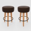 Ver imagem 1 de Kit 2 Banqueta Média Cozinha 60cm Estofada Marrom Café Madeira Maciça Urban