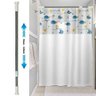 Kit Varão + Cortina para Box Visor | Cortina Peixes (1,35x2,00m) e Varao Extensivel 70 Ate 120cm Met - 2