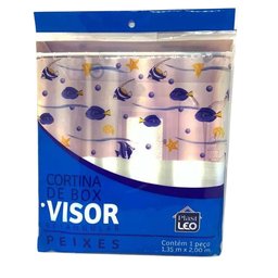 Kit Varão + Cortina para Box Visor | Cortina Peixes (1,35x2,00m) e Varao Extensivel 70 Ate 120cm Met - 4