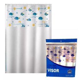 Kit Varão + Cortina para Box Visor | Cortina Peixes (1,35x2,00m) e Varao Extensivel 70 Ate 120cm Met - 3