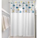 Ver imagem 1 de Kit Varão + Cortina para Box Visor | Cortina Peixes (1,35x2,00m) e Varao Extensivel 70 Ate 120cm Met