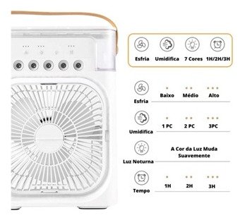 Refrigerador de Ar Ventilador Umidificador Portátil com Led - 4