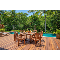 Conjunto Mesa e 6 Cadeiras Madeira Munik Furo para Ombrelone - 2