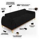 Ver imagem 4 de Sofá 04 Lugares Para Sala de Estar Kiev 260 cm D02 Veludo Preto C-300 - Lyam Decor