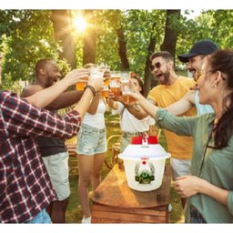 Cooler Portátil Á Gelo Com Manta Térmica Para Barril 5L - Branco Com Tampa Transparente - 7