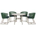 Ver imagem 1 de Mesa com 4 Cadeiras de Jantar Roma 100cm e Noronha em Aluminío Fendi Corda Nautica Estofado 12 Trama