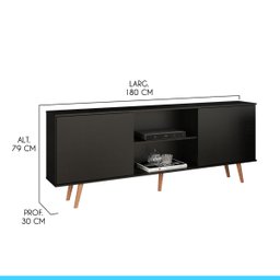 Rack para Sala de TV até 65 Pol. 180 x 79 Cm MDP Preto 0635 MENU - 3