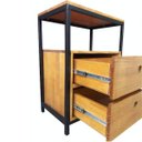 Ver imagem 6 de Mesa de Cabeceira Estilo Industrial de Ferro e Madeira com 2 Gavetas e 1 Nicho Vazado