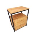 Ver imagem 4 de Mesa de Cabeceira Estilo Industrial de Ferro e Madeira com 2 Gavetas e 1 Nicho Vazado