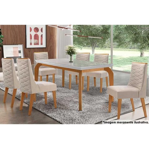 Mesa Cozinha Londrina 180 + 6 Cad Dafne Capuccino Rufato