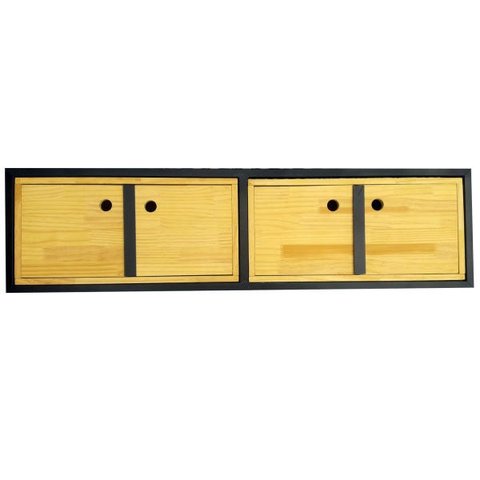 Nicho de Parede Estilo Industrial Ferro e Madeira Modelo 06