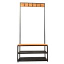 Ver imagem 2 de Cabideiro Industrial - Assento de Madeira, 5 Ganchos e 2 Prateleiras de Chapas de Ferro