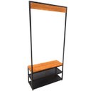 Ver imagem 4 de Cabideiro Industrial - Assento de Madeira, 5 Ganchos e 2 Prateleiras de Chapas de Ferro